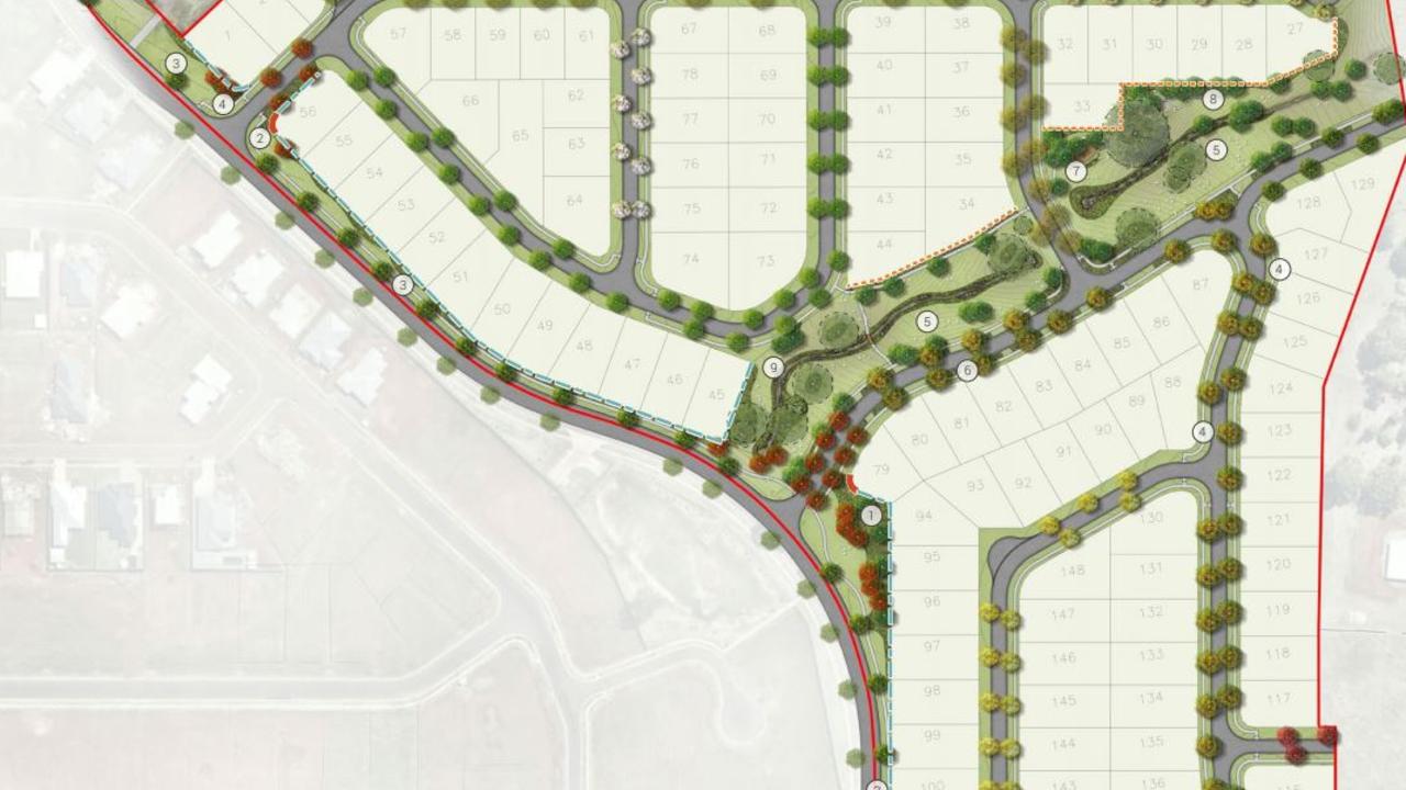 PROPOSED: A new subdivision with natural features has been planned for an area of land north of Highfields.