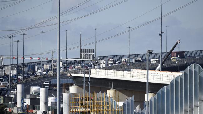 Four outbound lanes on the Westgate Bridge will close for 10 days, starting on Boxing Day. Picture: Andrew Henshaw