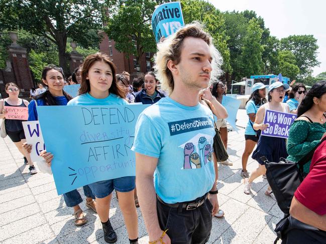 Affirmative action supporters rally at Harvard University following the Supreme Court decision. Picture: AFP