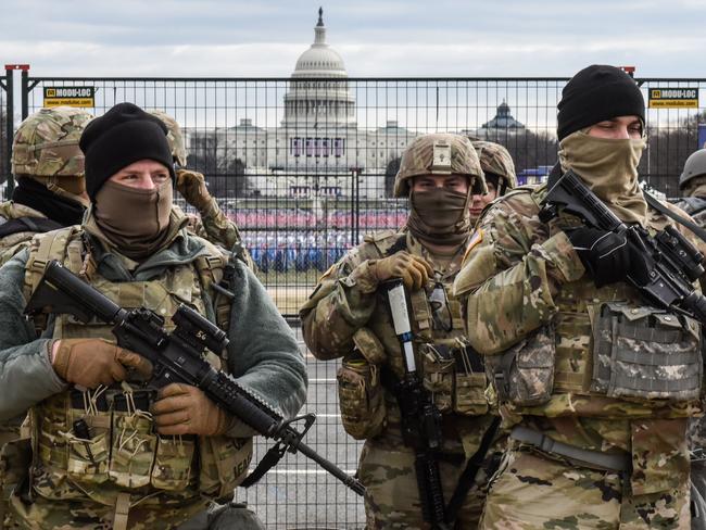 National Guard members prepare for the inauguration. Picture: AFP