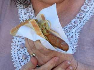 Would we have even noticed the onions were under the snag if we hadn't been told? Picture: Geordi Offord