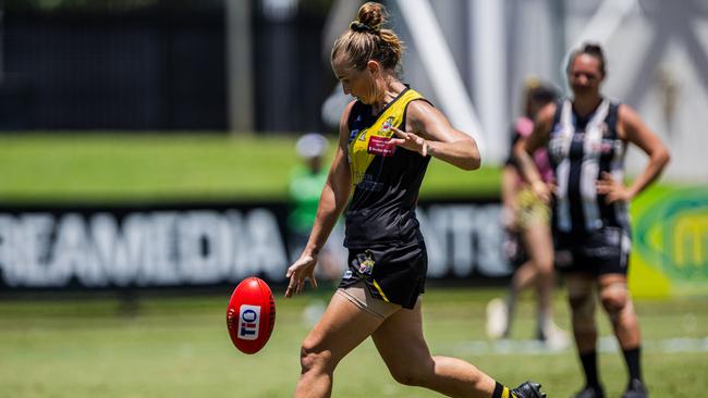 Mickayla Ward as the Nightcliff Tigers took on the Palmerston Magpies in the 2024-25 NTFL women's semi-final. Picture: Pema Tamang Pakhrin