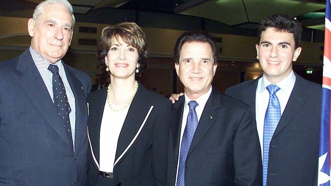 MARCH 25, 2004: Jim Raptis becomes Honorary Greek Consul. He is with Honorary Greek Consul-general Alex Freeleagues, wife Helen Raptis and son Evan Raptis. Pic: Michael Ross