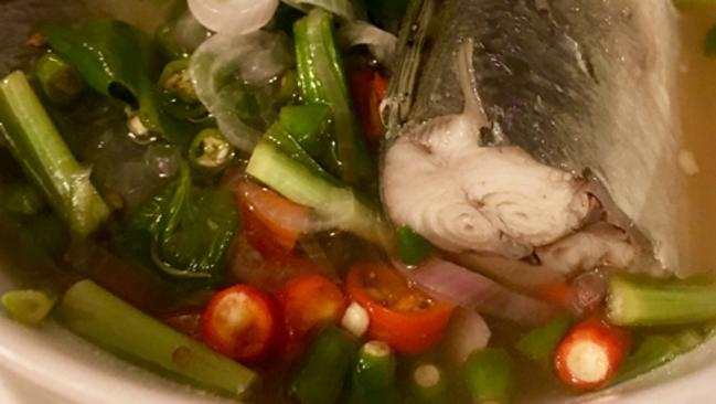 Tom yum platu, or sour mackerel broth with lots of fresh chilli Picture: John Lethlean