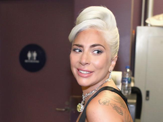 HOLLYWOOD, CA - FEBRUARY 24:  In this handout provided by A.M.P.A.S., Lady Gaga poses with the Music (Original Song) award for 'Shallow' from 'A Star Is Born' backstage during the 91st Annual Academy Awards at the Dolby Theatre on February 24, 2019 in Hollywood, California.  (Photo by Matt Sayles - Handout/A.M.P.A.S. via Getty Images)