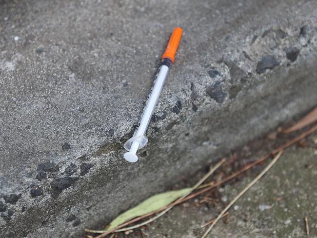 Drug abuse, used syringes and rubbish in public areas have been nominated as safety concerns for inner-city children and parents. Picture: Alex Coppel