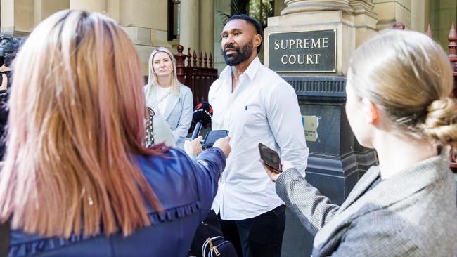 Rasta Gasio outside the Supreme Court after Rodney Lee pleaded guilty to double murder. Picture: Aaron Francis