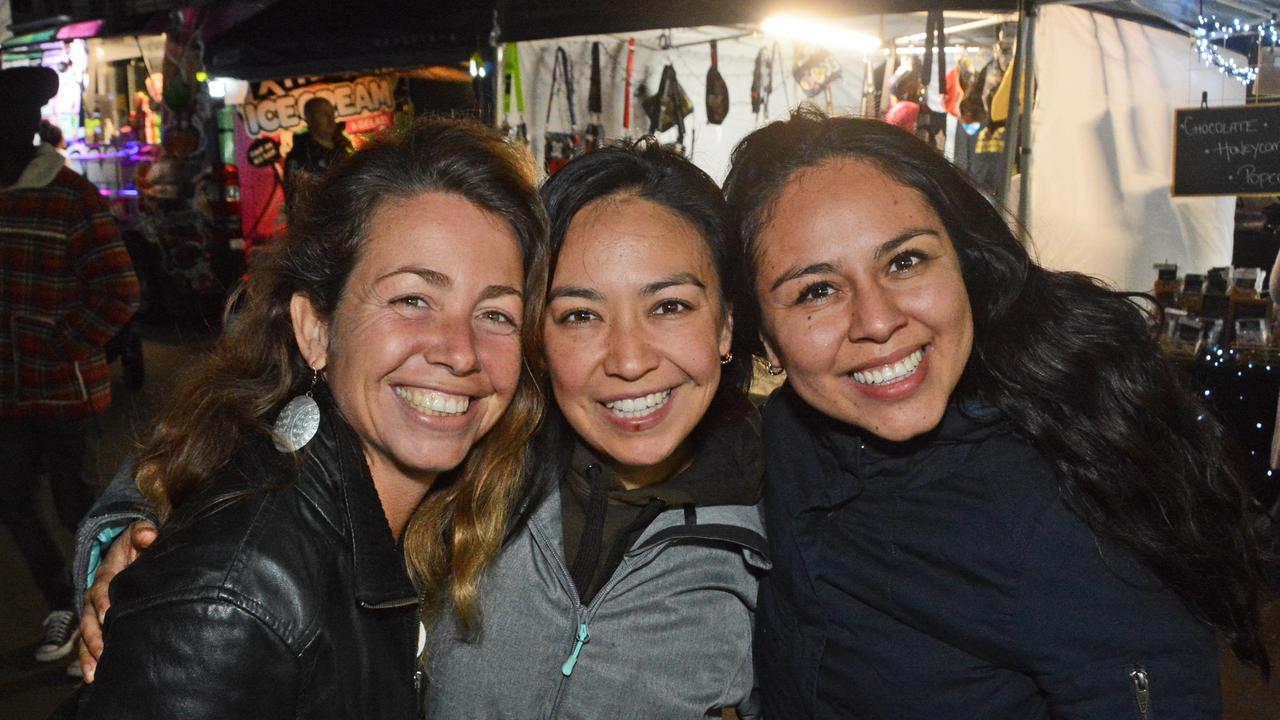 Virginia Biasini, Gina Balderrama and Evelyn Hernandez at Night Bite markets at Palm Beach-Currumbin SHS, Palm Beach. Pic: Regina King