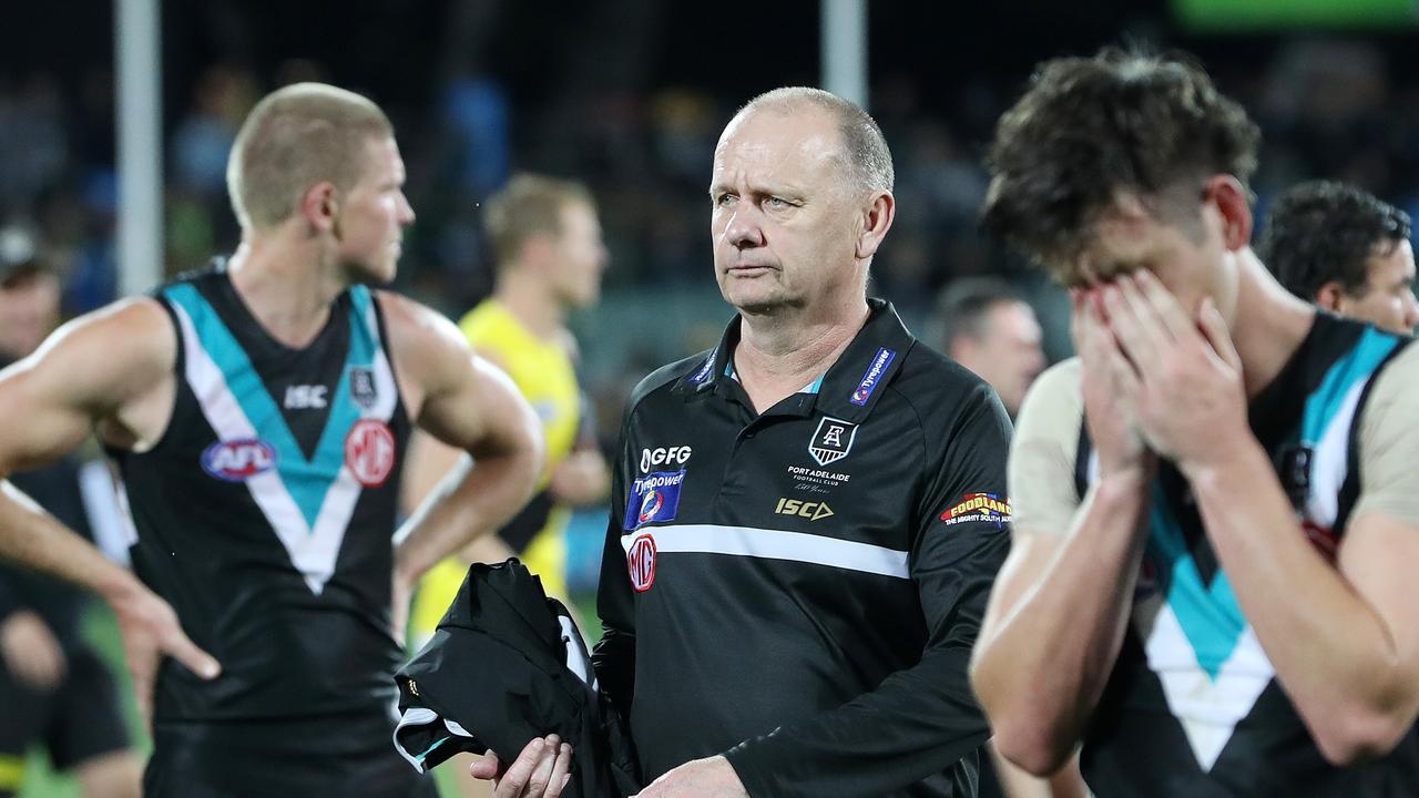 Ken Hinkley after the loss to Richmond in the 2020 finals series. Picture: Sarah Reed