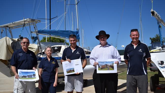 Whitsunday Sailing Club’s general manager Robin Ross, training manager Kaye Williams, president Leo Rodriguez, Dawson MP George Christensen, and Whitsunday Sailing Club board member Terry Archer are excited about what's ahead for the Maritime Training Centre. Picture: Kirra Grimes.