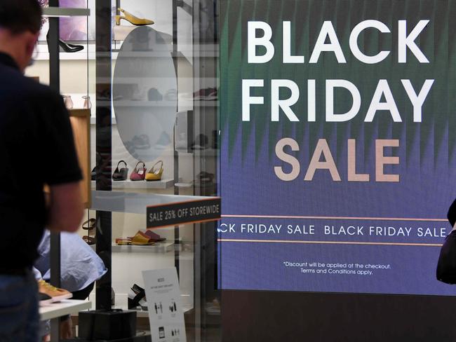 SYDNEY, AUSTRALIA - NCA NewsWire Photos NOVEMBER, 27, 2020: Sale signage is seen during the Black Friday Sales in Pitt St Mall, Sydney. Picture: NCA NewsWire/Bianca De Marchi