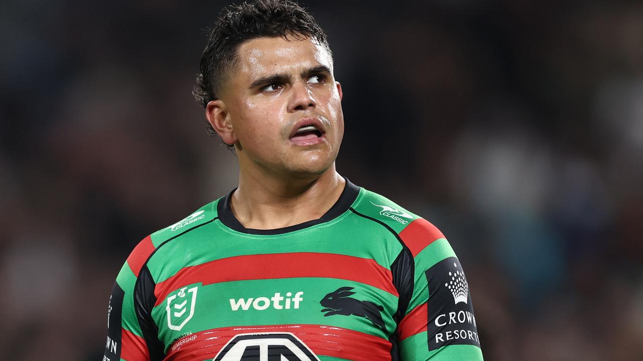 SYDNEY, AUSTRALIA - SEPTEMBER 24: Latrell Mitchell of the Rabbitohs looks on after the NRL Preliminary Final match between the Penrith Panthers and the South Sydney Rabbitohs at Accor Stadium on September 24, 2022 in Sydney, Australia. (Photo by Matt King/Getty Images)