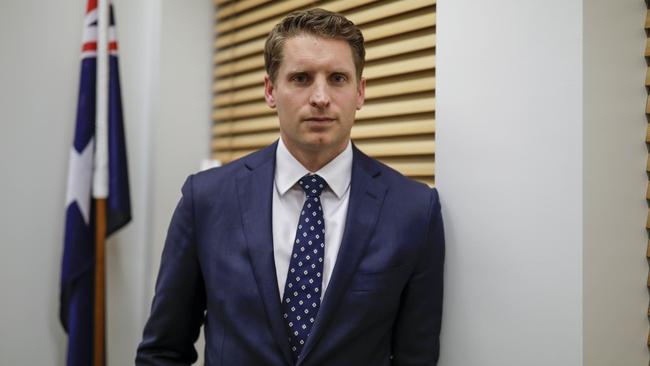 West Australian Liberal MP for Canning Andrew Hastie in his office at Parliament House in Canberra. Photo by Sean Davey.