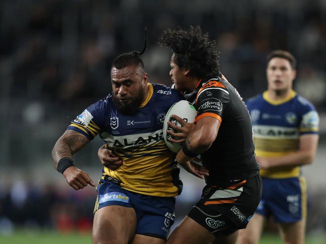 Parramatta's Junior Paulo was at his creative, destructive best against the Wests Tigers. Picture: Brett Costello