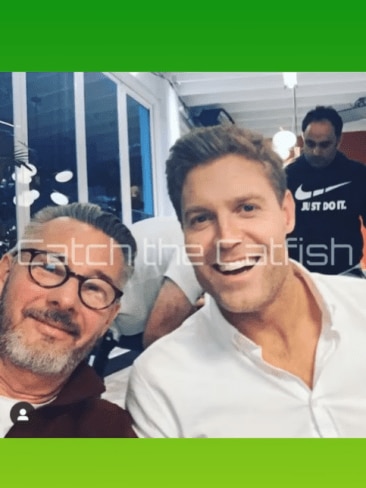 Catch The Catfish shared several pictures the scammers were using, including this selfie of Barry with TV presenter Dr Chris Brown. Picture: Facebook Catch The Catfish