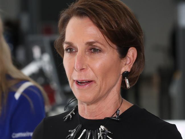 CEO and MD of Virgin Australia Jayne Hrdlicka at a AFL/Virgin airlines announcement at Melbourne Airport. Monday, March 15, 2021. Picture:David Crosling