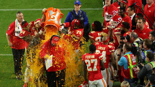 What colour of gatorade will be poured on the winning coach? (Photo by Mike Ehrmann/Getty Images)