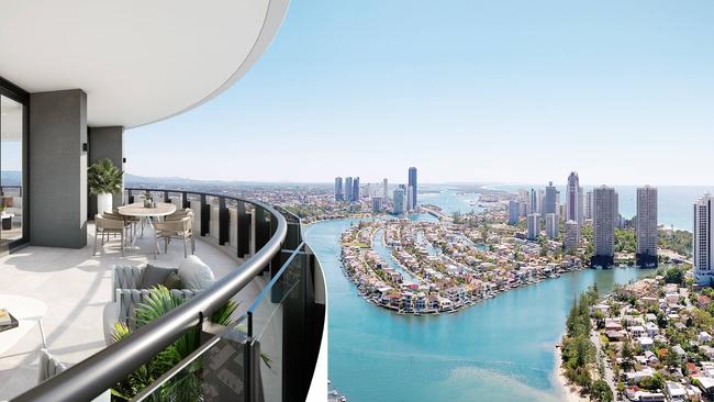 Artist impression of Chevron One tower, which was due for completion this year. Picture: Bensons Property Group