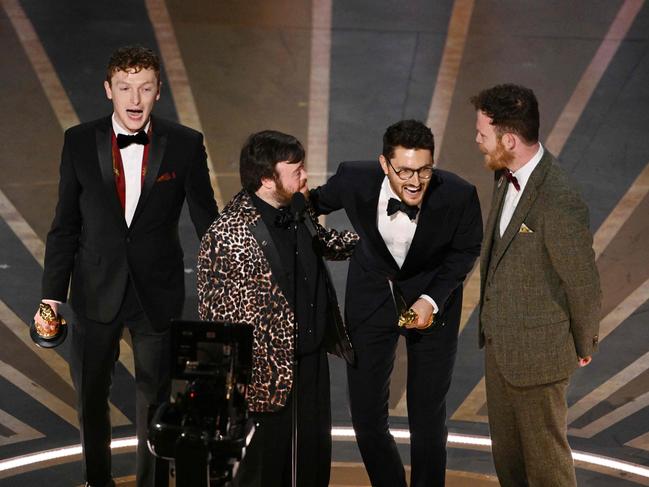 The makers of An Irish Goodbye with the film’s star James Martin. Picture: AFP