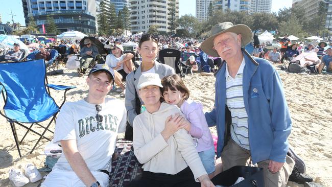 Gillian, Kyle, Grace, Neave Newton with Jack Brown at day three of the Pacific Airshow, 20 August 2023. Picture: Richard Gosling