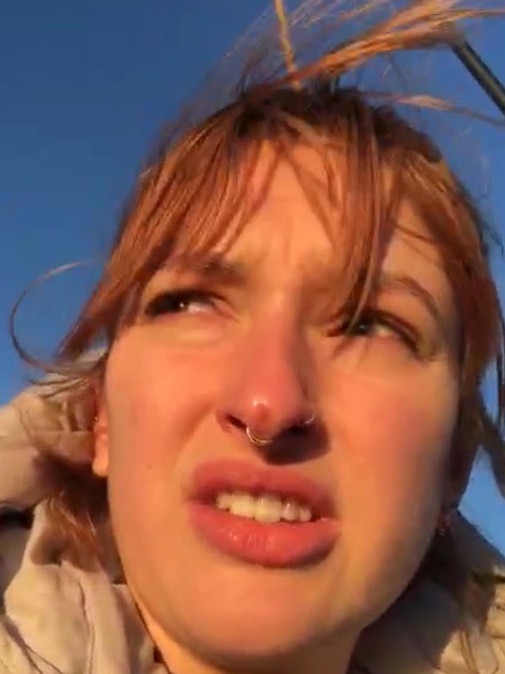 A young activist is blocking the port of Newcastle as part of anti-coal protests. Picture: Supplied