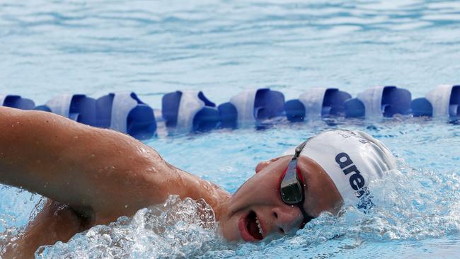 Swimmers gathered for training at the Dolphins emerging swimmers camp in Southport. Ike Martinez from QLD. Picture: Tertius Pickard