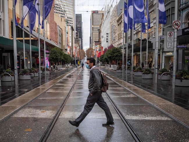 MelbourneÃs streets begin to empty a snap lockdown looms over the city. Bourke Street. Picture: Jake Nowakowski