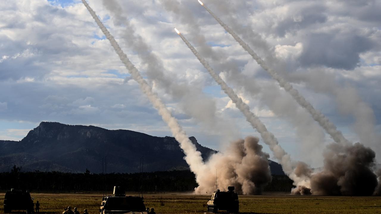 High Mobility Artillery Rocket System (HIMARS) fired by the US Army in the Shoalwater Bay training area on Saturday. Picture: NCA NewsWire / Jeremy Piper