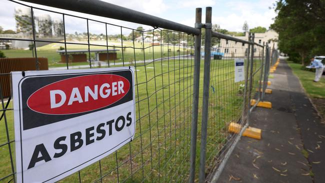 Signage on fences close off Sydney's new Rozelle Parklands. Picture: NCA NewsWire