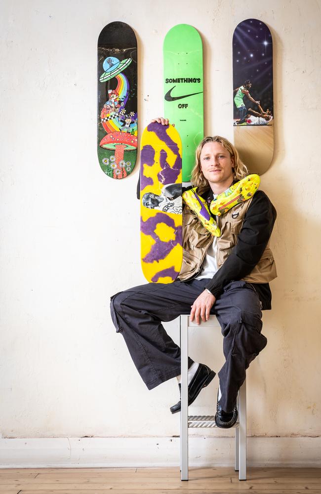 Cody Weightman is showcasing his art at a gallery and concept space in Fitzroy. Picture: Jake Nowakowski