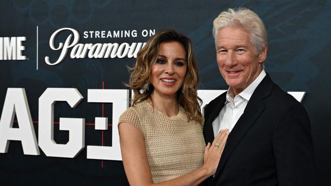 Gere and his wife Alejandra Silva. Picture: TIMOTHY A. CLARY / AFP