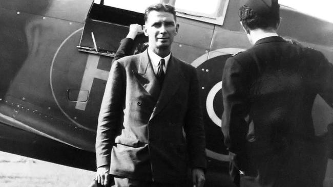 Captain Valentin H. Baker in front of his Martin-Baker MB3 aircraft prior to his il-fated 1942 test flight.