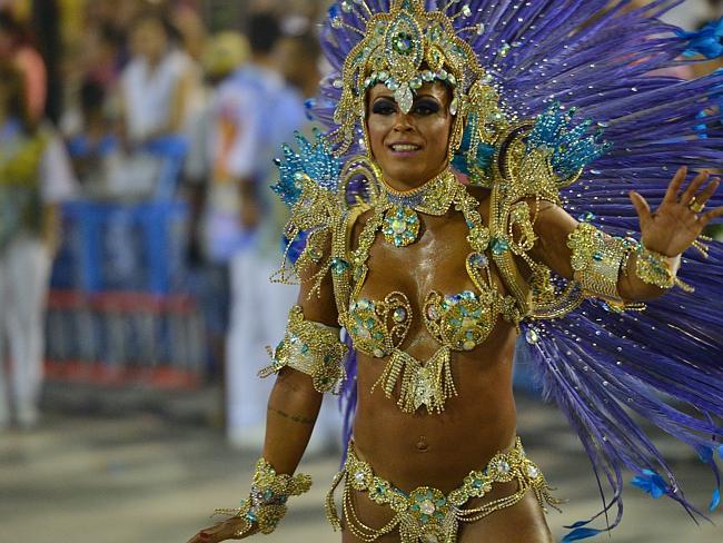 Fierce competition ... Revellers from the Salgueiro samba school perform during the first night of carnival parade at the Sambadrome in Rio de Janeiro.