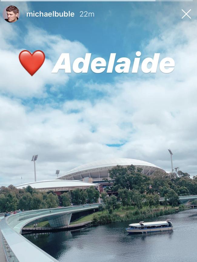 Michael Buble shares the Adelaide Oval with his 2.3 million Instagram followers.