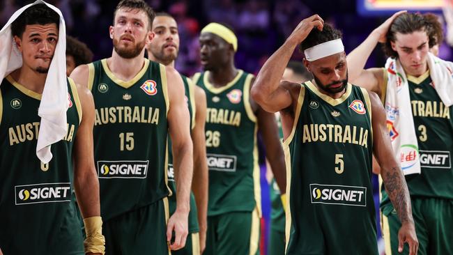 The Boomers were left devastated by the loss to Slovenia. Picture: Getty Images