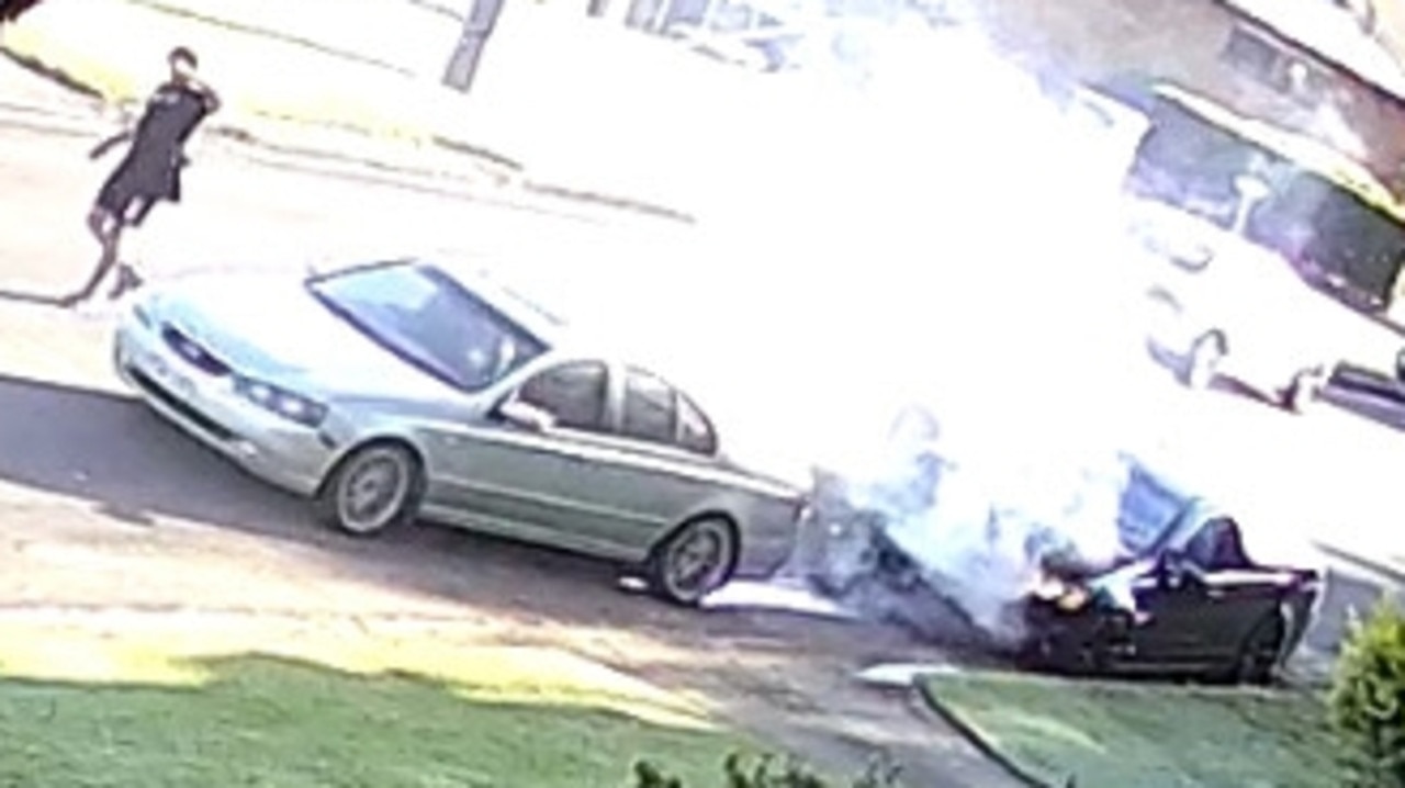 CCTV captures moment man crashes into car after taking out bus stop