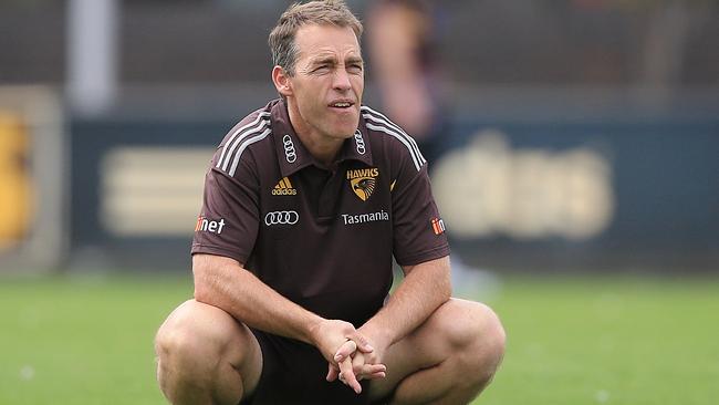 Hawthorn coach Alastair Clarkson is confident the Hawks can bounce back from a slow start to the season. Picture: Wayne Ludbey