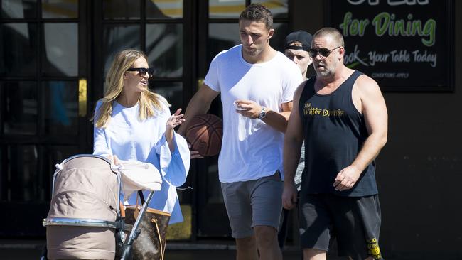 Phoebe and Sam Burgess with Russell Crowe. Picture: Matrix Media