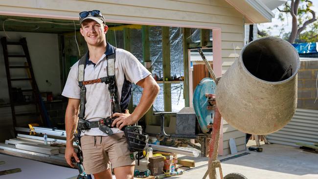 Tradie Jordan Brickwood finished his apprenticeship late last year. Picture: Justin Lloyd