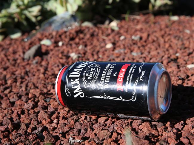 One of several alcohol left on the ground on Harrick Road, Keilor Park. Picture: David Crosling