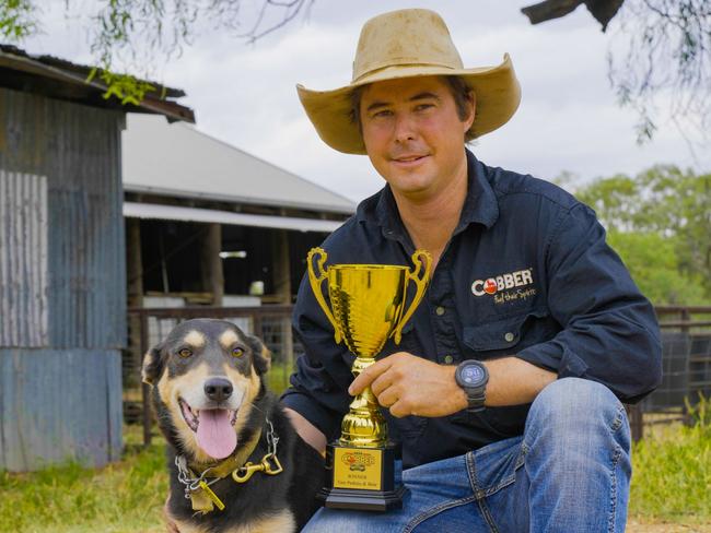 Tom Perkins' loyal dog, Bear, has been crowned Australia's hardest working dog in the 2024 Cobber Challenge. Photo: Cobber Challenge.