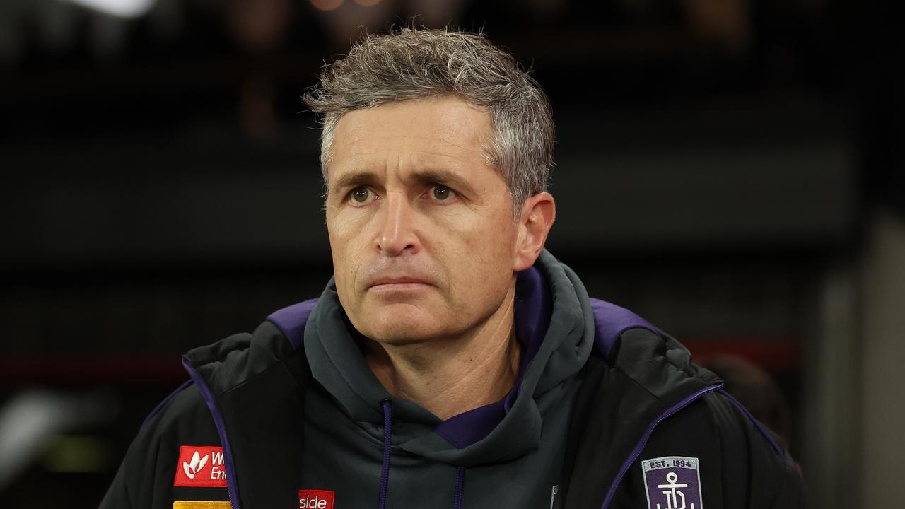 MELBOURNE, AUSTRALIA - MAY 18: Justin Longmuir, Senior Coach of the Dockers is seen during the round 10 AFL match between Euro-Yroke (the St Kilda Saints) and Walyalup (the Fremantle Dockers) at Marvel Stadium, on May 18, 2024, in Melbourne, Australia. (Photo by Robert Cianflone/Getty Images)