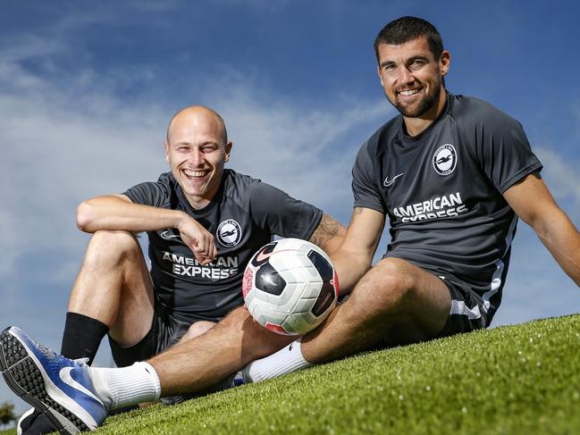 Aaron Mooy and Mathew Ryan, both former Westfields Sports High School schoolmates, are enjoying time together at the Brighton Seagulls.