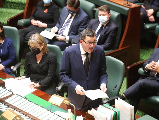 MELBOURNE, AUSTRALIA - NewsWire Photos, SEPTEMBER 13, 2022. Premier Daniel Andrews speaks in the Victorian Parliament sitting to pay condolences on the death of the Queen and swearing allegiance to the new King Charles. Picture: NCA NewsWire / David Crosling