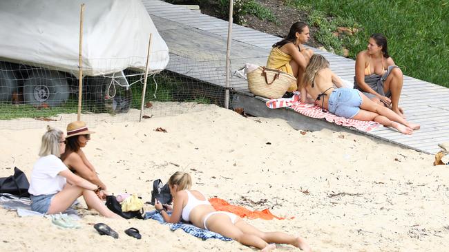 Beachgoers ignore closures in the eastern Sydney suburb of Vaucluse on Saturday. Picture: Matrix