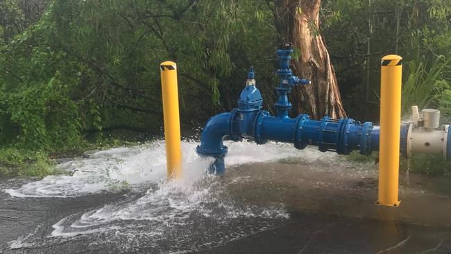 A leak in the pipe network attached to the Whyanbeel water treatment plant. Picture: Douglas Shire Council