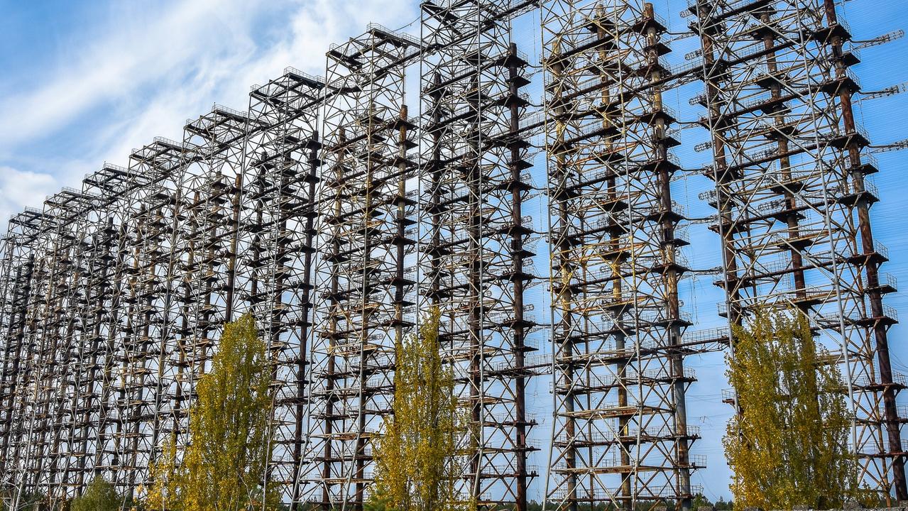 A section of the Duga array that is hidden deep in the forest near Chernobyl. But its sheer scale gives its presence away.
