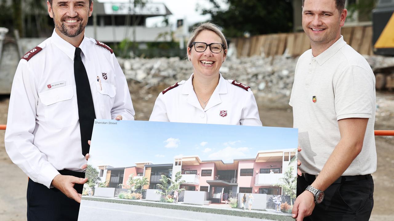 The Salvation Army has broken ground to begin construction on the new community housing project on Sheridan Street, Cairns North. The 40 new fit for purpose dwellings will replace the old emergency accommodation on the same site.. Picture: Brendan Radke