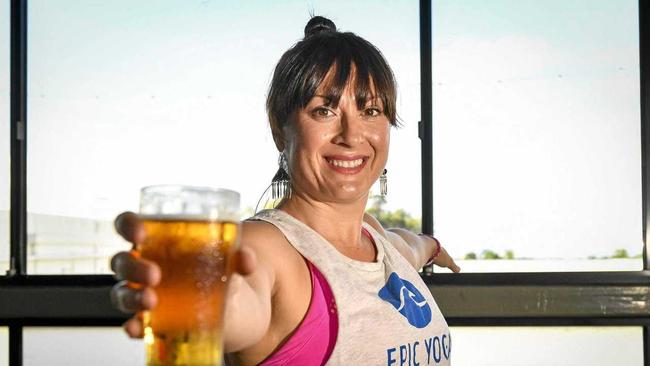 Luaun Fraser from Epic Yoga Lifestyle is holding beer yoga classes in Gladstone on Sunday Afternoons. Picture: Matt Taylor GLA070719YOGA