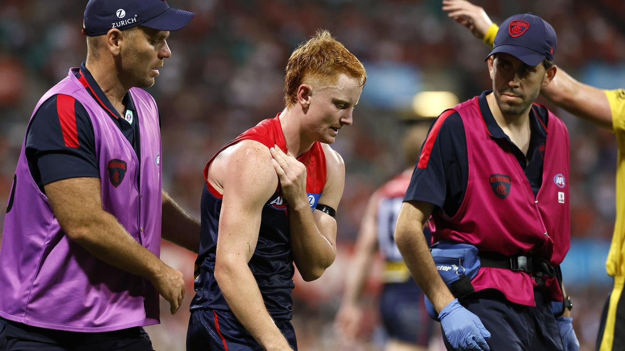 Melbourne's Jake Bowey will return from a broken collarbone. Picture: Phil Hillyard